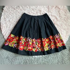 Isaac Mizrahi For Target 100% Cotton Floral Spring Pleated A-line Midi Skirt